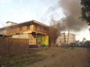 Rongai building on fire
